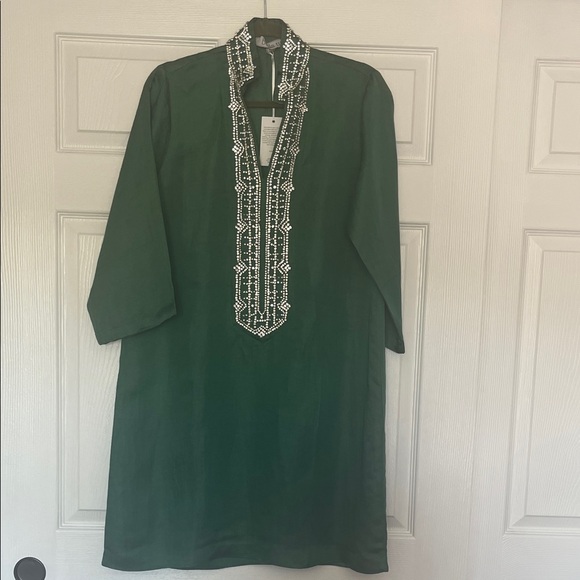 Bella Tu Green Embellished Tunic Dress - Picture 8 of 8